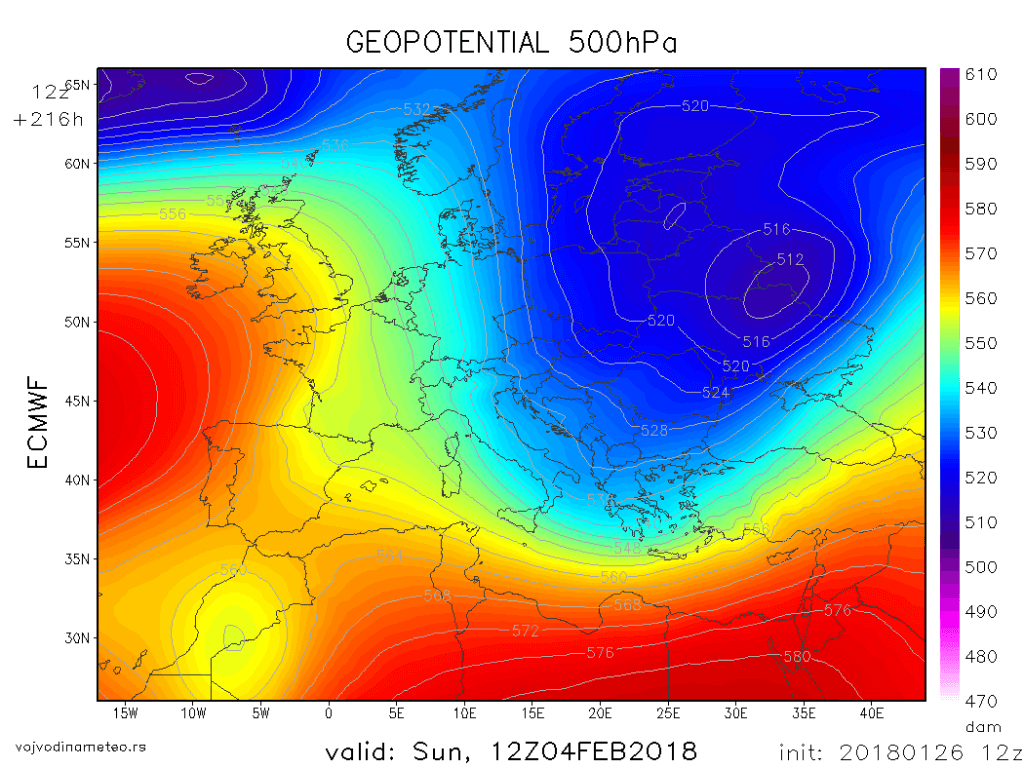 Geopotencijal_AT (ECMWF) - 4. februar 2018