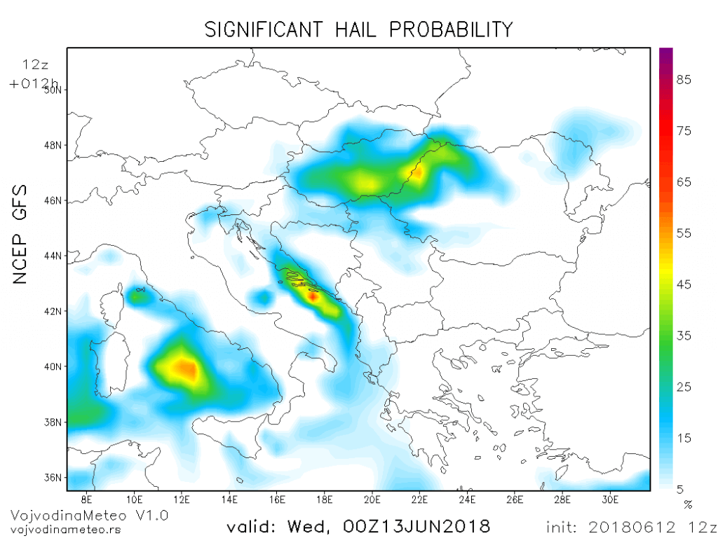 Mogućnost grada kasno večeras (GFS) - u centru pažnje zemlja oluja Mađarska