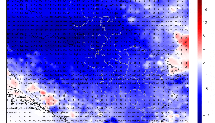 Temperature u petak niže i za više od 10°C (ARW)