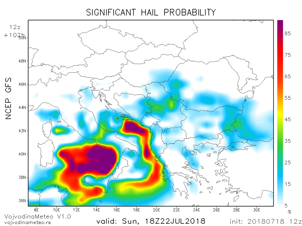 Mogućnost grada u nedelju (GFS) - trenutno najveća u centralnom delu Srbije