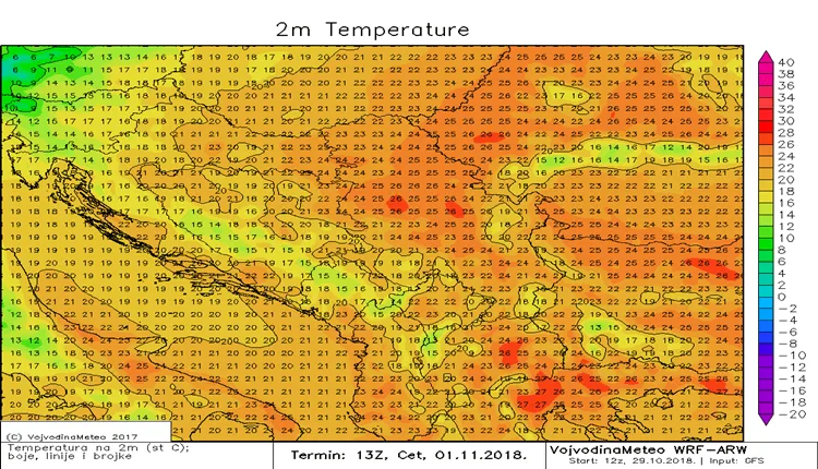 Temperature iznad proseka u većem delu regiona (četvrtak)