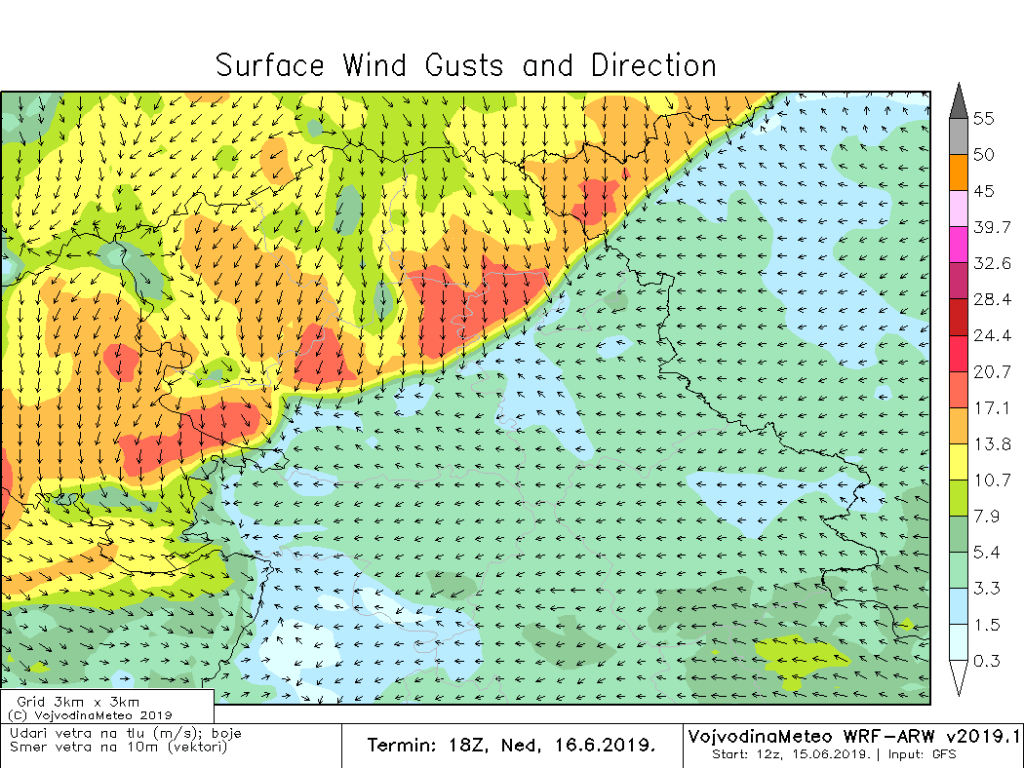 Biće jakog i ponegde olujnog vetra (ARW)