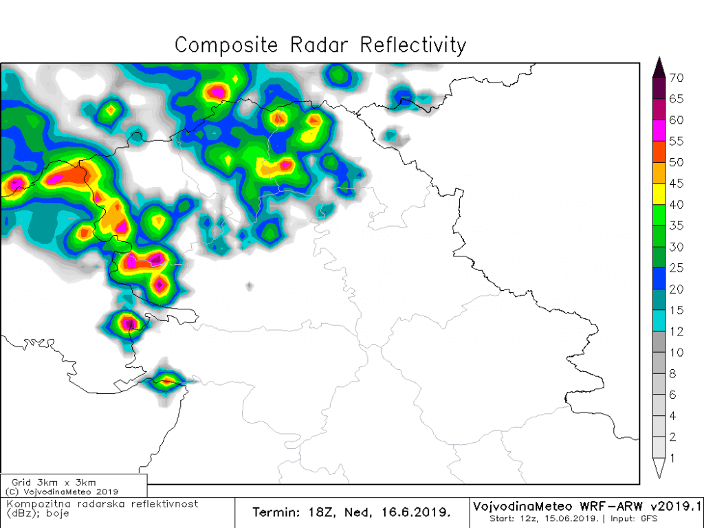 Lokalne nestabilnosti u nedelju veče (ARW)
