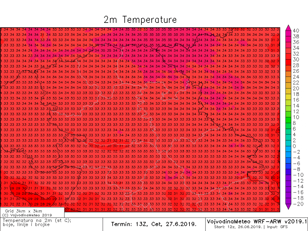 Maksimalne temperature dostizaće i 34°C (ARW)