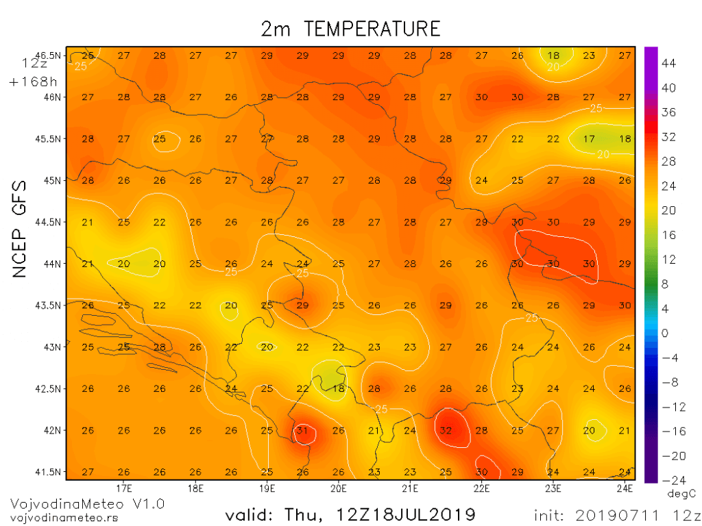 U drugom delu naredne sedmice letnje temperature (GFS)