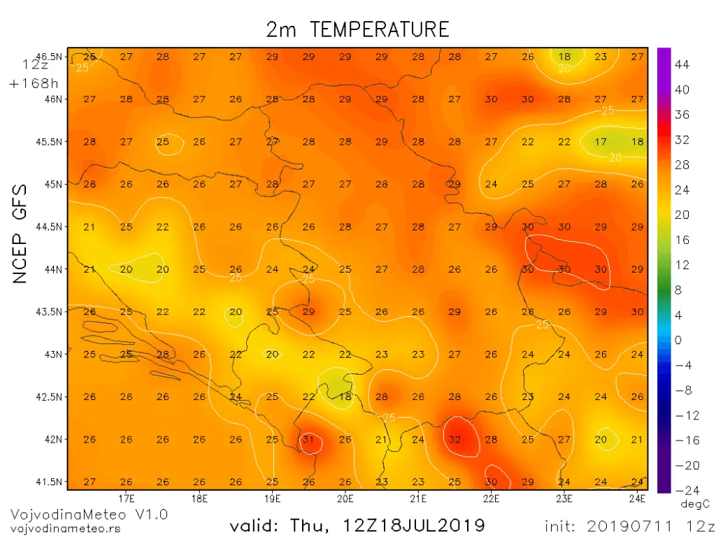 U drugom delu naredne sedmice letnje temperature (GFS)