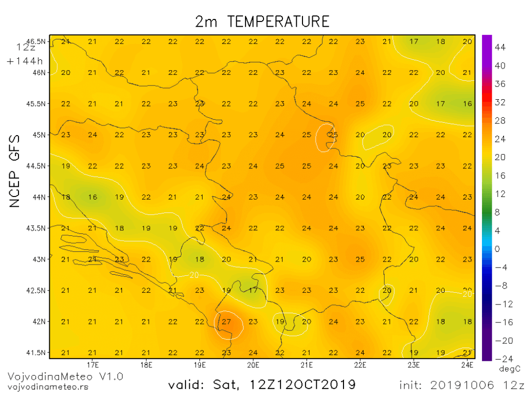 Krajem sedmice i do 24 stepena (GFS)