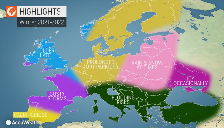 Prognoza za zimu 2021/22 u Evropi (Source: AccuWeather)