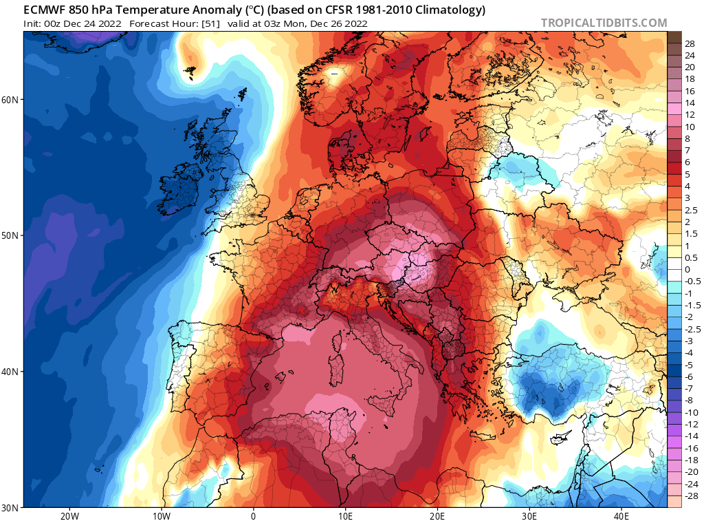 Ranoprolećne temperature u većem delu Evrope narednih dana (ECMWF) - tropicaltidbits.com
