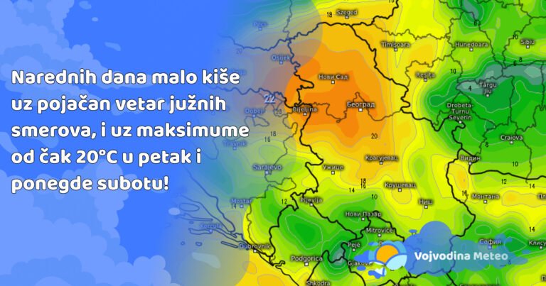 Najava pojačanog vetra i visokih temperatura u nastavku sedmice 29.11 (Mapa u pozadini: meteologix.com)