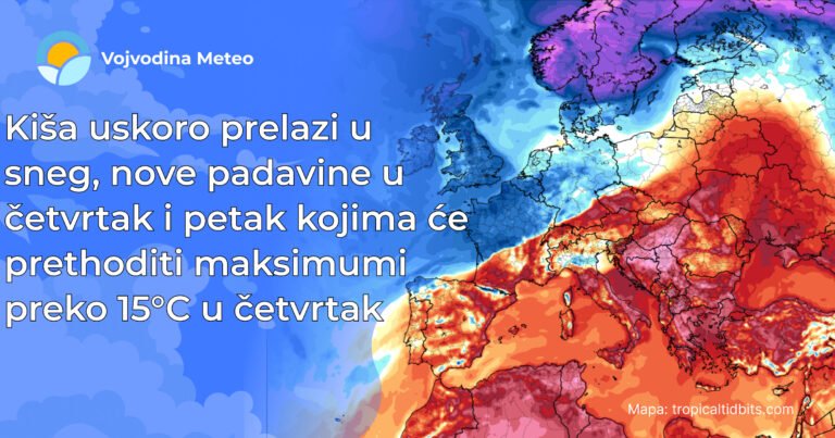 Najava promenljivog vremena u nastavku sedmice (Mapa u pozadini: tropicaltidbits.com)