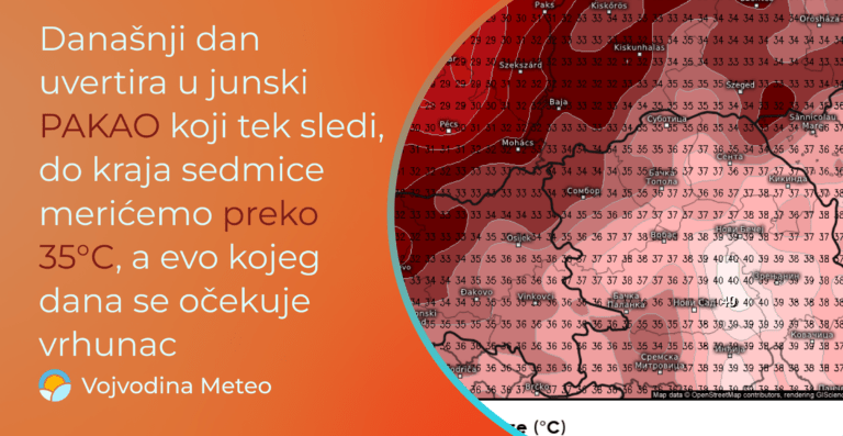 Najava ekstremnih vrućina do kraja sedmice (Mapa u pozadini: meteologix.com)