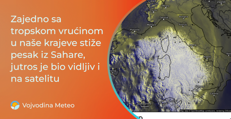 Stiže i pesak iz Sahare (Satelit u pozadini: meteologix.com)