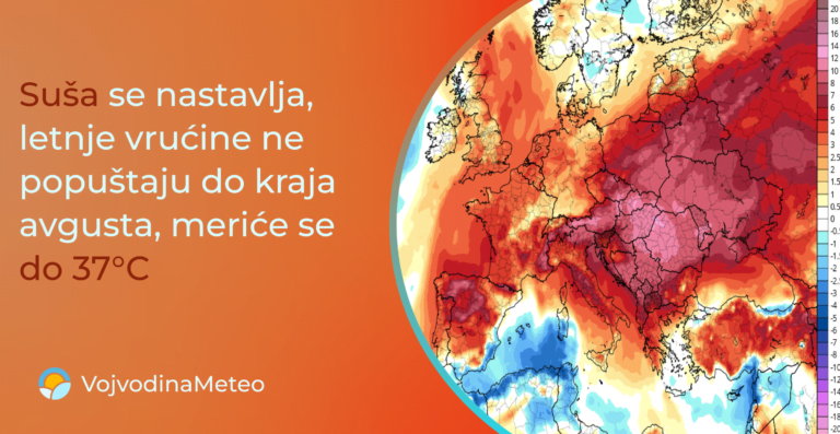 Letnje vrućine do sada neuobičajene za naše područje (dugi talasi iznad 35°C) neće se predati tako lako (Mapa u pozadini: tropicaltidbits.com)
