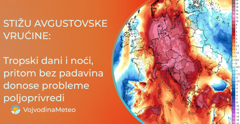 Najava novog tropskog talasa - prvog u avgustu (Karta u pozadini: Odstupanje T850 hPa 113.08 prema GFS modelu ; Izvor: tropicaltidbits.com)