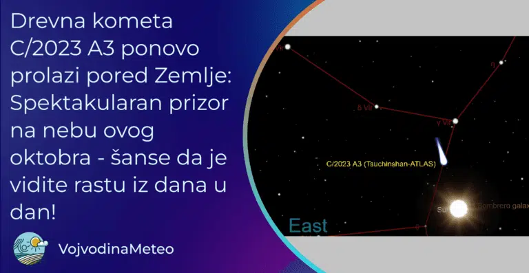 Posmatranje komete moguće čak i golim okom ovih dana (Mapa u pozadini: theskylive.com ; položaj komete ovog jutra)