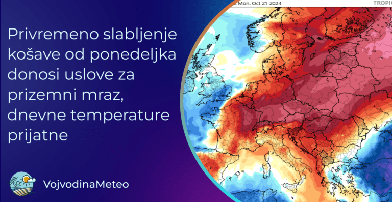 Srednjeročna prognoza za kraj oktobra (Mapa u pozadini: T850hPa odstupanje za ponedeljak pema GFS modelu ; Izvor: tropicaltidbits.com)