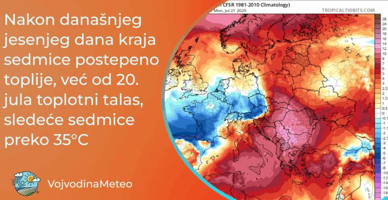 Vrlo brzo ćemo ponovo meriti tropske temperature (Mapa: tropicaltidbits.com)