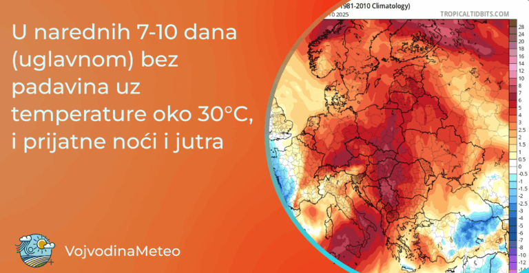 Najava toplog i uglavnom suvog vremena gotovo do sredine septembra (Mapa: tropicaltidbits.com)