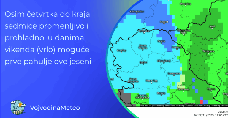 Nakon toplog četvrtka sledi novo zahlađenje uz veliku mogućnost za prve pahulje (Mapa: meteologix.com)
