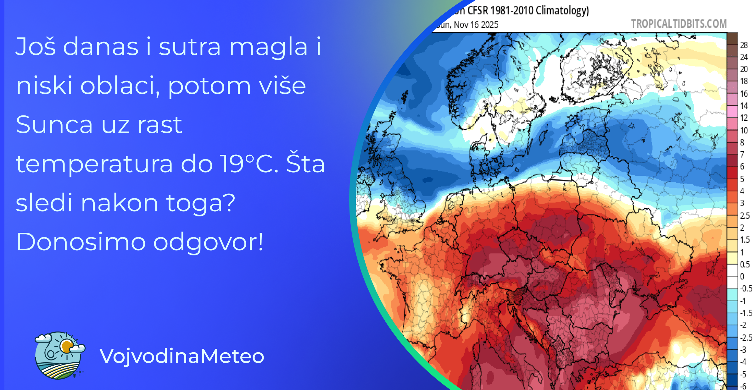 Još danas i sutra magla i niski oblaci, potom više Sunca uz rast temperatura do 19°C. Šta sledi nakon toga? Donosimo odgovor!