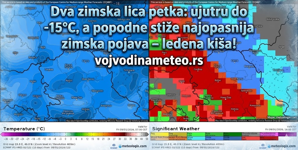 Ledeno jutro u petak uz ledenu kišu mestimično u drugom delu dana